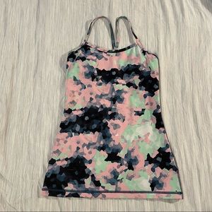 lululemon Power Y Tank | Clouded Dreams | Green Pink Blue | Yoga Workout Top